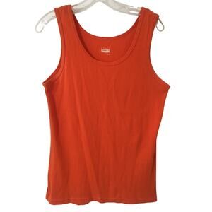 Basic Editions 100% Cotton Size Large Orange Tank Top